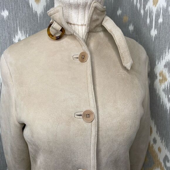 Ralph Lauren Fawn Lamb Shearling & Tortoise Shell Military Inspired Jacket - Picture 14 of 16